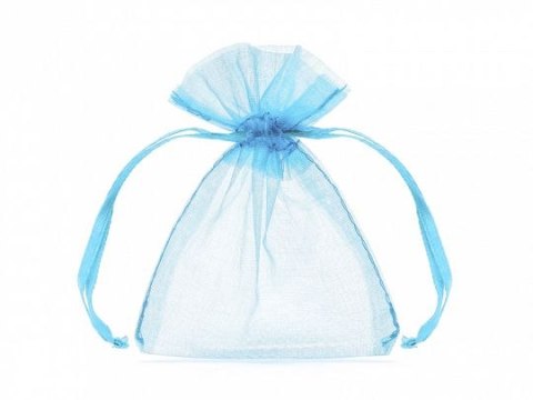 Organza Woreczki z organzy, błękit, 10cm niebieski Partydeco (WRG5-011-10)