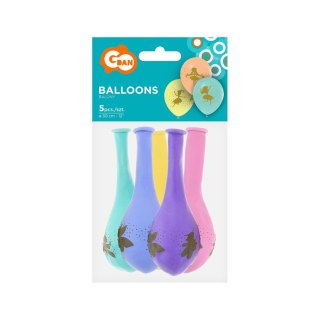 Balon gumowy Happy Birthday Wróżki pastelowy 5 szt mix 300mm 12cal Godan (GZ-WRO5)