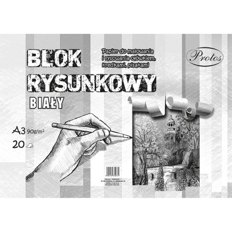 Blok rysunkowy A3 biały 90g 20k Protos