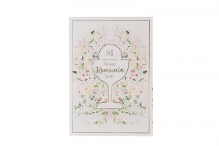 Kartka składana A5 KOMUNIA KIELICH W KWIATACH A5 Henry (5905701485925)