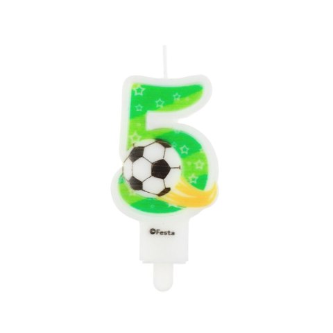 Świeczka urodzinowa cyferka 5 z piłką 7,8cm Godan (PF-SCP5)