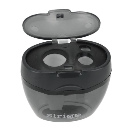 Temperówka z pojemnikiem na 3 grubości oł.i kredek mix plastikowa Strigo (SSC386)