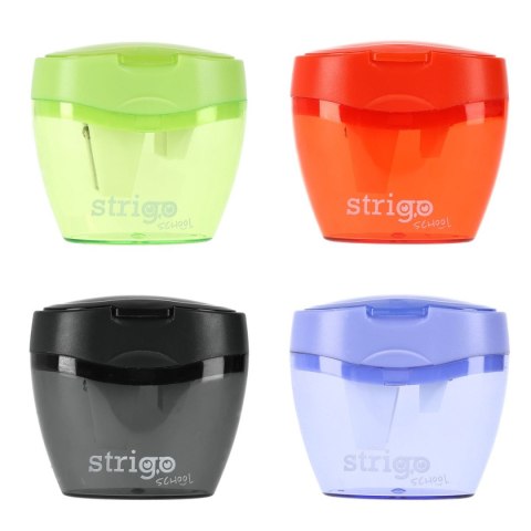 Temperówka z pojemnikiem na 3 grubości oł.i kredek mix plastikowa Strigo (SSC386)