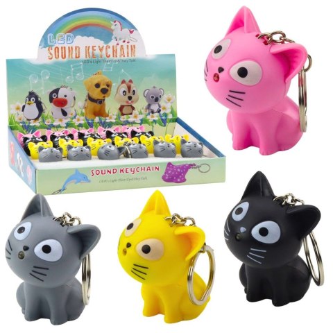 Brelok Kotek Latarka LED Dźwięki Mix Kolor Lean (22097)