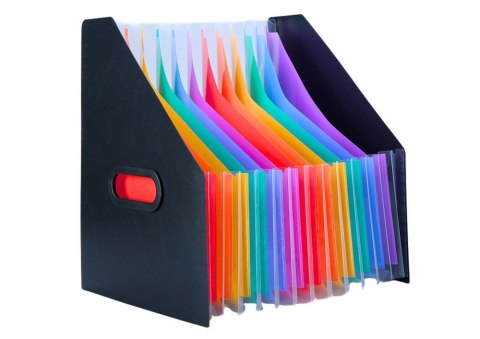 Teczka z przegródkami Pionowa Teczka Organizer Na Dokumenty Kolorowe Zakładki Kieszenie Czarna A4 A4 Lean (20217)