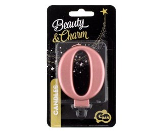 Świeczka urodzinowa metalik różowo-złota cyferka 0 Godan (PF-SCRZ0)