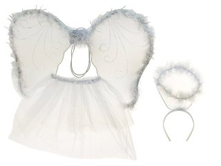 Skrzydełka aniołka 44x32,5cm, ze spódniczką dł.29cm, różdżka, aureolka Adar (613980)