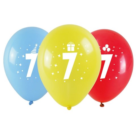 Balon gumowy z nadrukiem cyferki - 7 (3 szt.) mix 280mm Arpex (KB1962-7-9944)