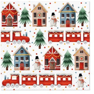 Serwetki Lunch BN Cozy Christmas town mix nadruk bibuła [mm:] 330x330 Paw (SDL236600)