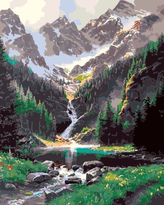 Zestaw kreatywny Malowanie po numerach 40x50cm Potok w górach Flamingo Line (fys2)