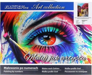 Zestaw kreatywny Malowanie po numerach 40x50cm Uliczka z kwitnącymi drzewami Flamingo Line (fys055)