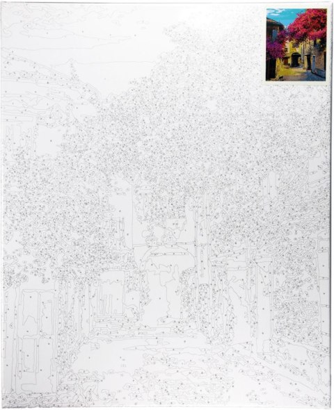 Zestaw kreatywny Malowanie po numerach 40x50cm Uliczka z kwitnącymi drzewami Flamingo Line (fys055)