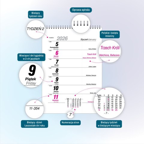 Kalendarz biurkowy A5 A5 Press (TYGODNIOWY)