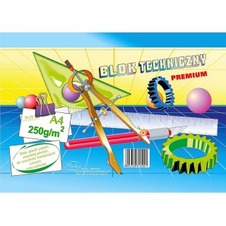 Blok techniczny A4 biały 250g 10k Protos