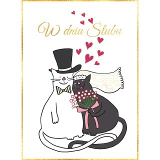 Kartka składana Karnet B6 SLUB KOTY Z SERCAMI B6 Henry (5907465665292)