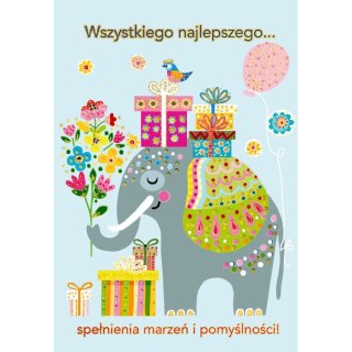 Kartka składana SŁON Z PREZENTAMI B6 Henry (5905701484416)
