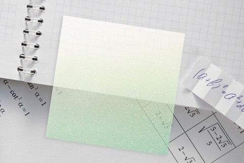 Notes samoprzylepny (karteczki) transparentne, z polipropylenu 75x75 biało- zielony 50k [mm:] 75x75 Titanum