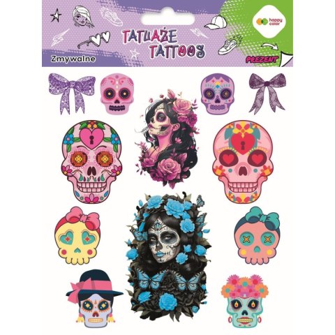 Tatuaż zmywalny PINK SKULLS Happy Color (HA 4261 1520-UH01)