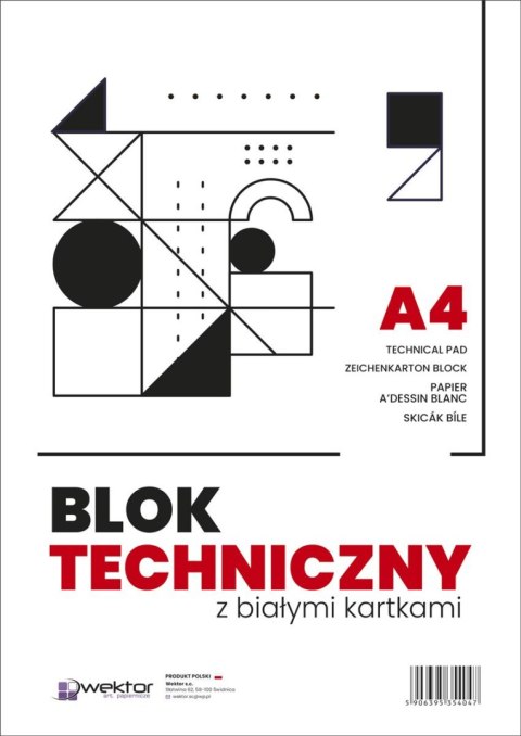 Blok techniczny A4 biały 160g 10k [mm:] 210x297 Wektor