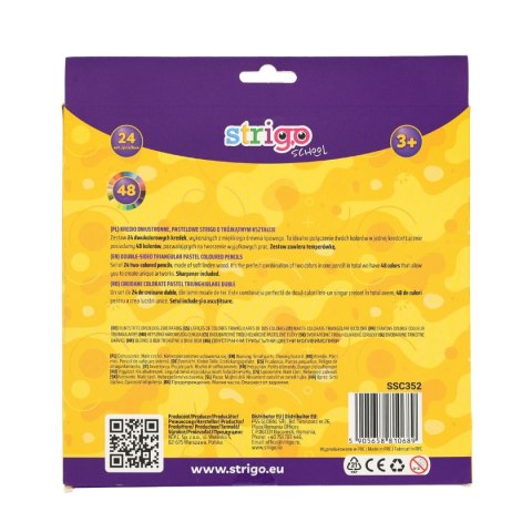Kredki ołówkowe trójkątne z temperówką 24/48 5905658810689 48 kol. Strigo (SSC352)