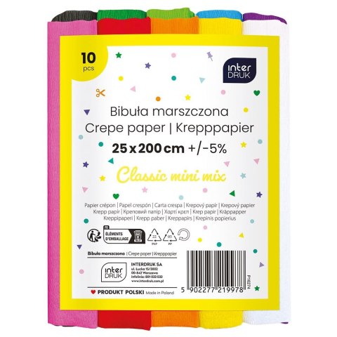 Bibuła marszczona mini Classic 5902277265951 (mix) 50mm x 210mm Interdruk (10szt)