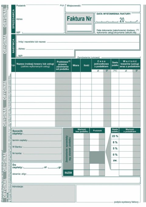 Druk offsetowy Faktura VAT brutto A5 80k. Michalczyk i Prokop (124-3E)