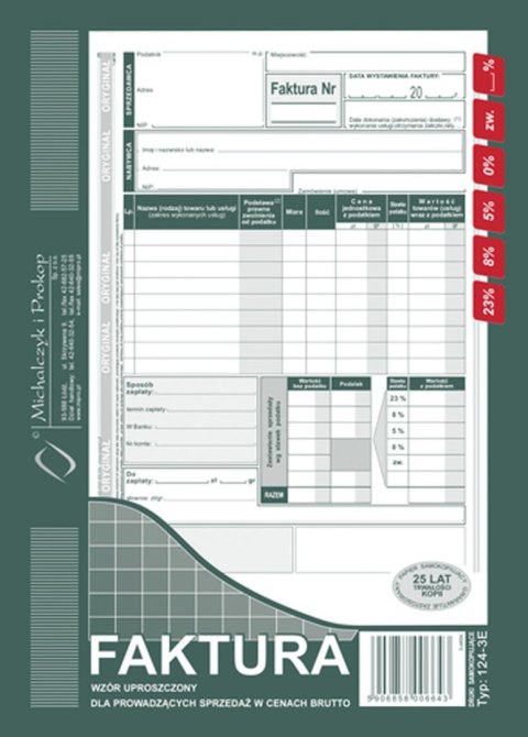 Druk offsetowy Faktura VAT brutto A5 80k. Michalczyk i Prokop (124-3E)