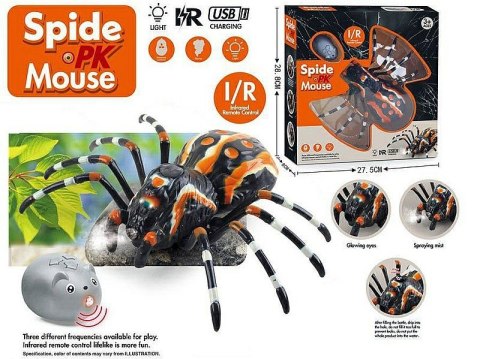 Figurka pająk sterowany, na podczerwień, funkcja pary, świecące oczy, ładowarka USB Adar (600089)