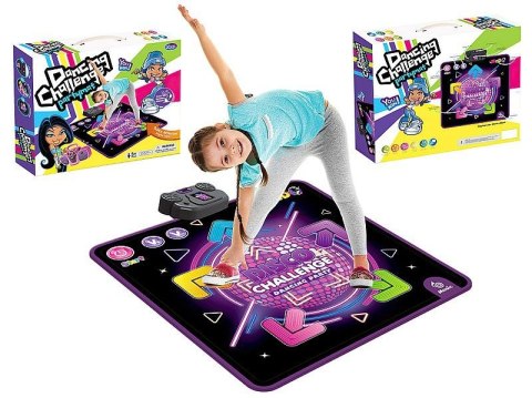 Mata dla malucha do tańczenia 90x90cm, na baterie, światła LED, czujniki dotyku, 4xAA niedołączone Adar (612570)