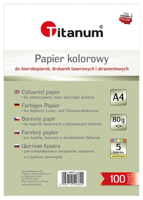 Papier ksero pastelowy A4 mix 100k. 80g Flamingo