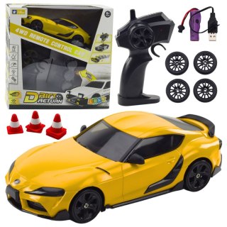 Samochód Sportowe Do Driftu Wymienne Koła Zdalnie Sterowany RC 4WD Żółte Lean (22686)