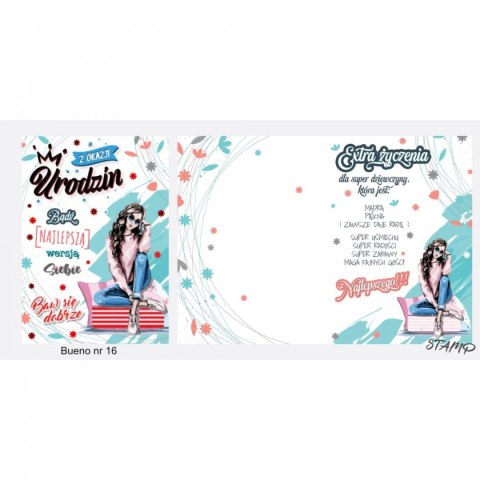 Kartka składana Bueno Urodzinowy dla dziewczyny B6 Ev-corp (STKB-16)