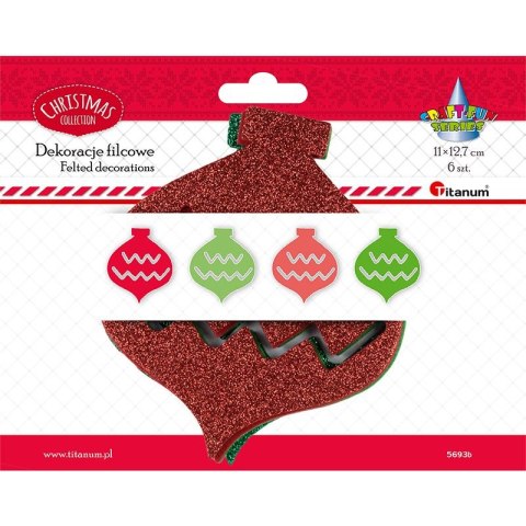 Ozdoba filcowa Craft-Fun Series bombka filcowa 6 szt Titanum (5693b)