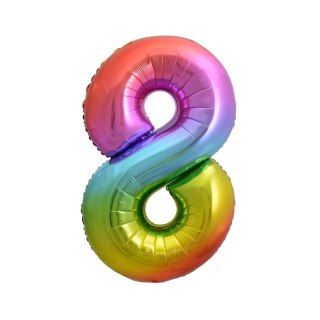 Balon foliowy cyfra 8 tęczowy 85cm 40cal Godan (HS-C34T8)