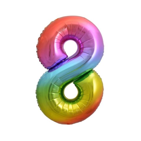 Balon foliowy cyfra 8 tęczowy 85cm 40cal Godan (HS-C34T8)