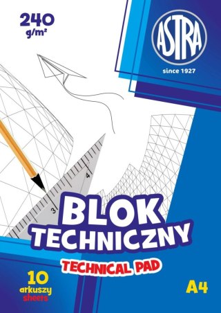 Blok techniczny A4 biały 240g 10k Astra