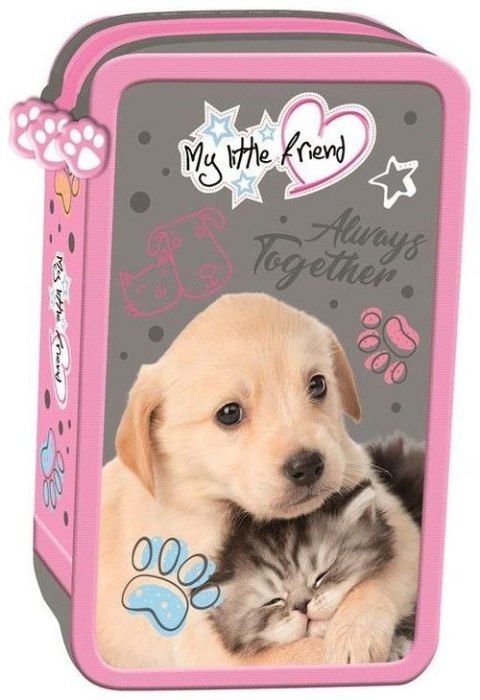 Piórnik MLF HELLO II KOT Z PSEM potrójny Bambino (z wyposażeniem)