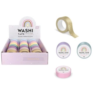 Taśma ozdobna taśma samoprzylepna GLITTER PASTEL 15x5 [mm x m] mix Interdruk (5902277303813)