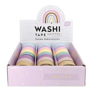 Taśma ozdobna taśma samoprzylepna GLITTER PASTEL 15x5 [mm x m] mix Interdruk (5902277303813)