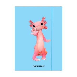 Teczka kartonowa na gumkę Teddies& Aksolotl A4 niebieski 270g Narcissus