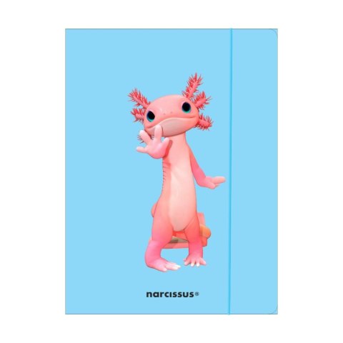 Teczka kartonowa na gumkę Teddies& Aksolotl A4 niebieski 270g Narcissus