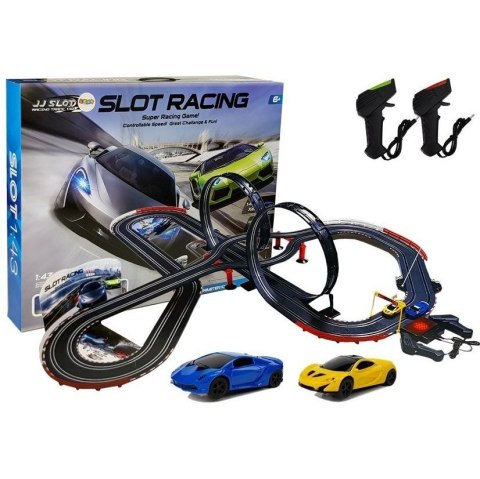 Tor wyścigowy ogromny tor 2 pętle 1:43 autka pilot 1020cm światła Lean (7625)