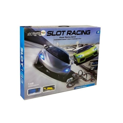 Tor wyścigowy ogromny tor 2 pętle 1:43 autka pilot 1020cm światła Lean (7625)