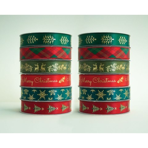 Wstążka CHRISTMAS 5902277354167x3 [mm x m] mix Interdruk (3m SATYNOWA)