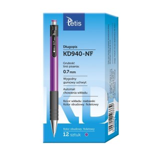 Długopis fiolet 59032421033339 wkład niebieski 0,7mm Tetis (KD940-NF)
