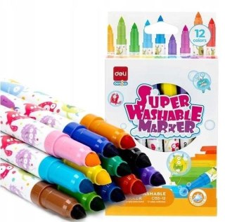 Flamaster z fibrową końvcówką 12k dwustronne 12 kol. Deli (EC155-12)