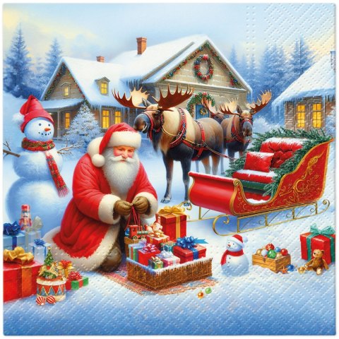 Serwetki Lunch BN Holiday Sleigh Preparation mix nadruk bibuła [mm:] 330x330 Paw (SDL239700)