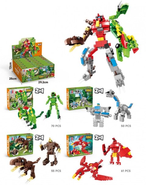 Klocki konstrukcyjne dinozaury 2w1 Lean (23560)
