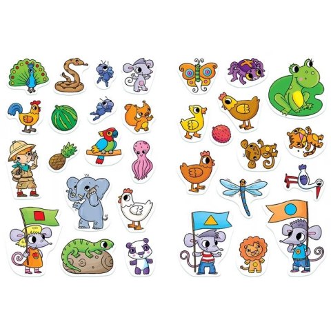 Książka dla dzieci Szlaczki zwierzaczki. Edukacyjna książeczka z naklejkami Aksjomat