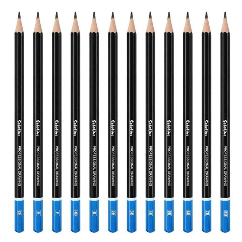 Ołówki techniczne Art Flamingo Line 8B-2H 12szt. pudełko metalowe